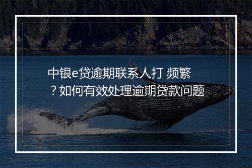 中银e贷逾期联系人打 频繁？如何有效处理逾期贷款问题
