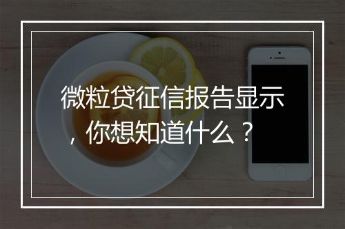 微粒贷征信报告显示，你想知道什么？