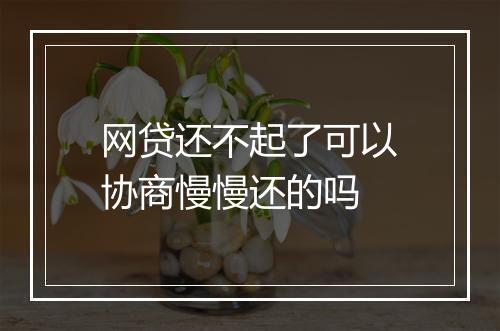 网贷还不起了可以协商慢慢还的吗