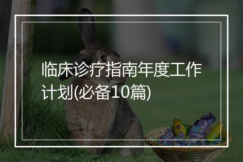 临床诊疗指南年度工作计划(必备10篇)