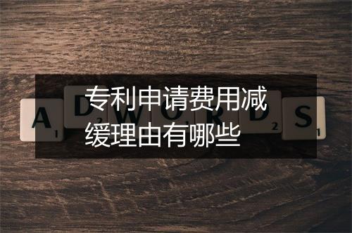 专利申请费用减缓理由有哪些