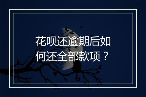 花呗还逾期后如何还全部款项？