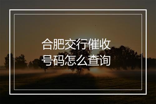 合肥交行催收 号码怎么查询