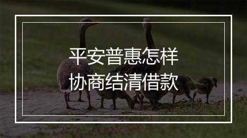 平安普惠怎样协商结清借款