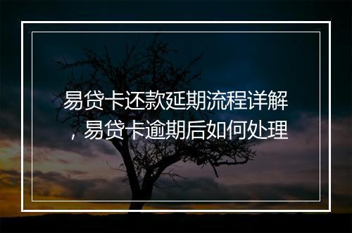 易贷卡还款延期流程详解，易贷卡逾期后如何处理