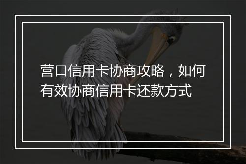 营口信用卡协商攻略，如何有效协商信用卡还款方式