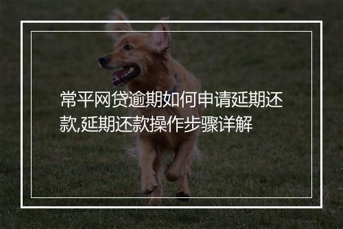 常平网贷逾期如何申请延期还款,延期还款操作步骤详解