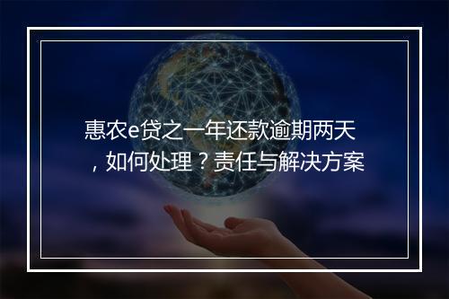 惠农e贷之一年还款逾期两天，如何处理？责任与解决方案