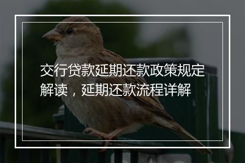 交行贷款延期还款政策规定解读，延期还款流程详解