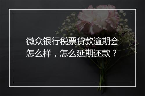 微众银行税票贷款逾期会怎么样，怎么延期还款？