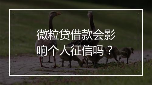 微粒贷借款会影响个人征信吗？
