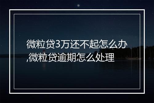微粒贷3万还不起怎么办,微粒贷逾期怎么处理