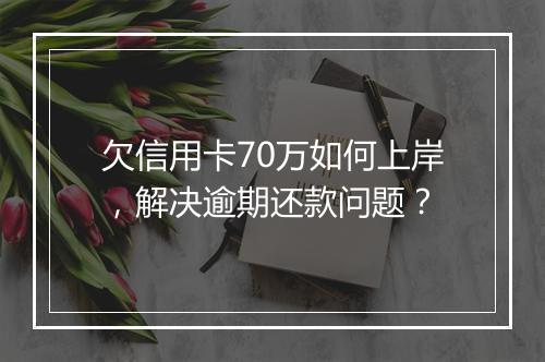 欠信用卡70万如何上岸，解决逾期还款问题？