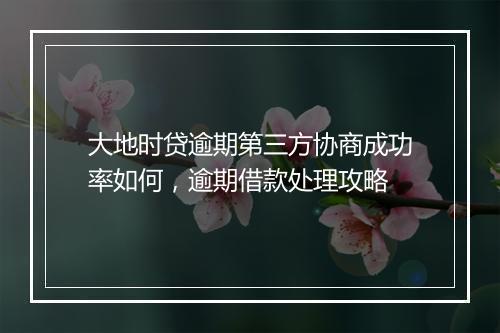 大地时贷逾期第三方协商成功率如何，逾期借款处理攻略