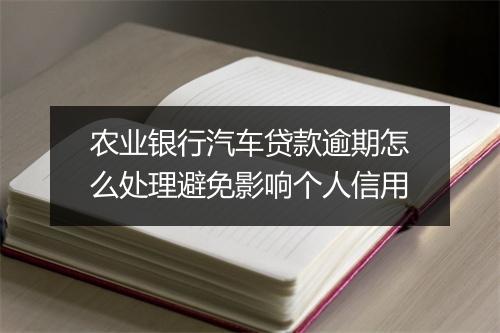 农业银行汽车贷款逾期怎么处理避免影响个人信用
