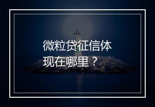 微粒贷征信体现在哪里？