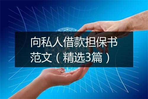 向私人借款担保书范文（精选3篇）