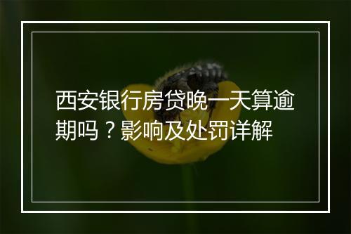 西安银行房贷晚一天算逾期吗？影响及处罚详解