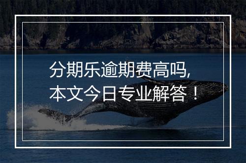 分期乐逾期费高吗,本文今日专业解答！