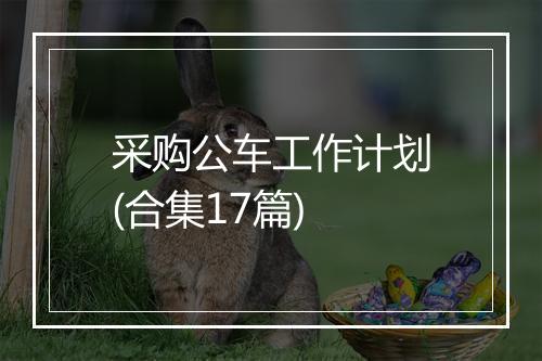 采购公车工作计划(合集17篇)