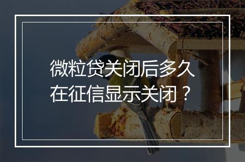 微粒贷关闭后多久在征信显示关闭？