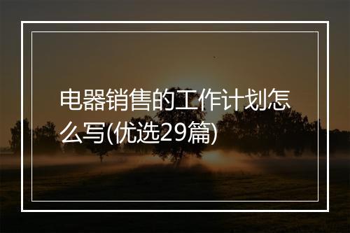 电器销售的工作计划怎么写(优选29篇)