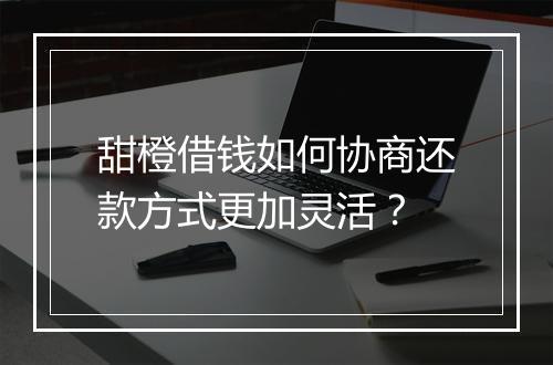 甜橙借钱如何协商还款方式更加灵活？