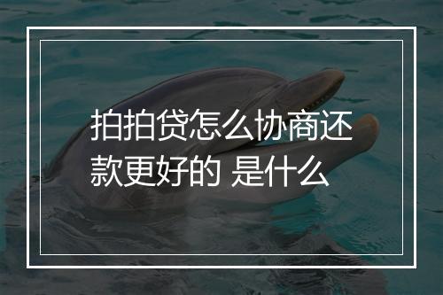 拍拍贷怎么协商还款更好的 是什么