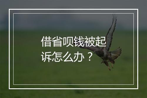 借省呗钱被起诉怎么办？