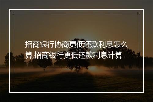 招商银行协商更低还款利息怎么算,招商银行更低还款利息计算