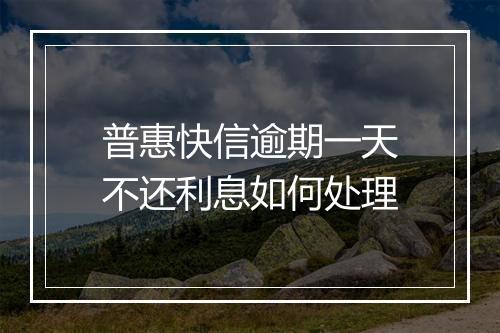 普惠快信逾期一天不还利息如何处理