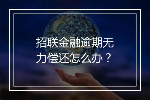 招联金融逾期无力偿还怎么办？