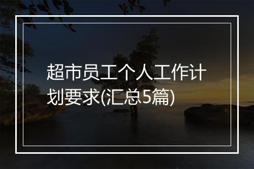 超市员工个人工作计划要求(汇总5篇)
