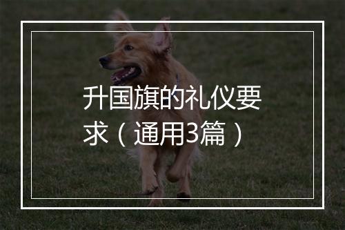 升国旗的礼仪要求（通用3篇）