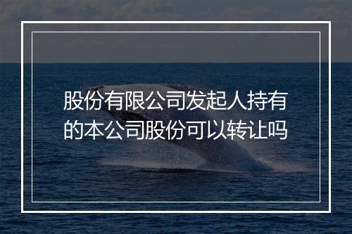 股份有限公司发起人持有的本公司股份可以转让吗