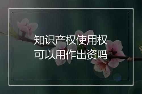 知识产权使用权可以用作出资吗