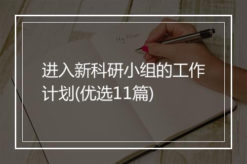 进入新科研小组的工作计划(优选11篇)