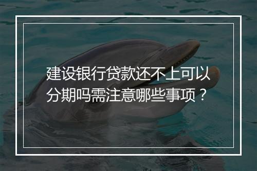 建设银行贷款还不上可以分期吗需注意哪些事项？