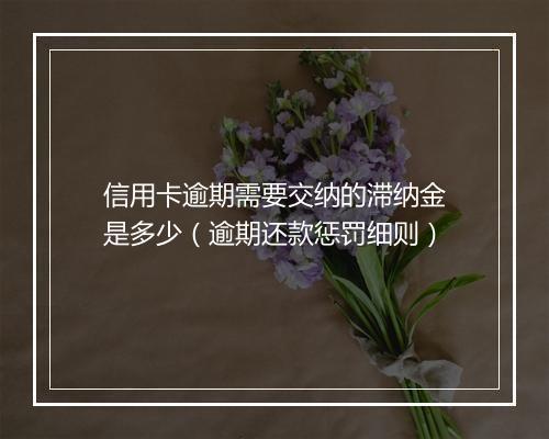 信用卡逾期需要交纳的滞纳金是多少（逾期还款惩罚细则）
