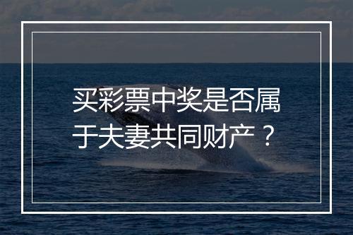 买彩票中奖是否属于夫妻共同财产？