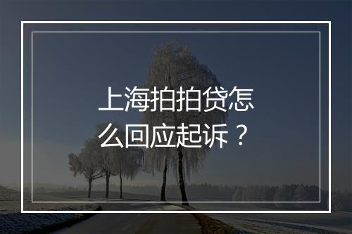 上海拍拍贷怎么回应起诉？