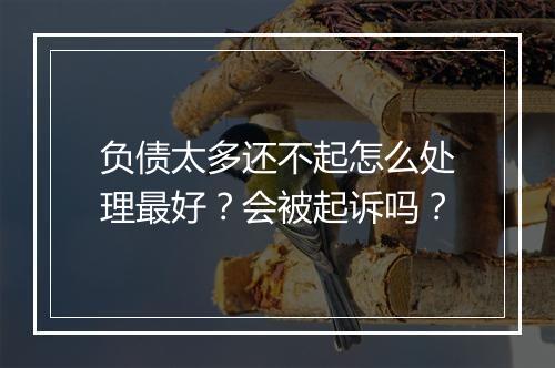 负债太多还不起怎么处理最好？会被起诉吗？