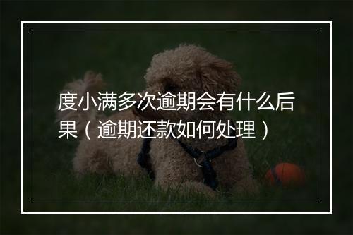 度小满多次逾期会有什么后果（逾期还款如何处理）