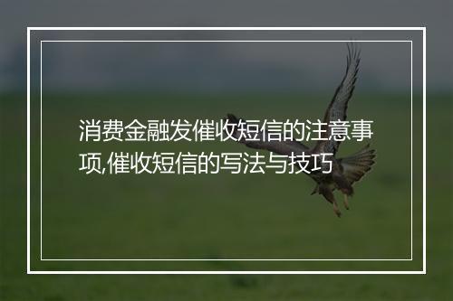 消费金融发催收短信的注意事项,催收短信的写法与技巧