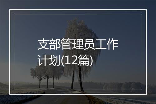 支部管理员工作计划(12篇)