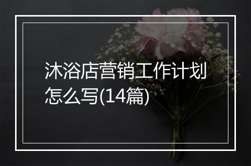 沐浴店营销工作计划怎么写(14篇)