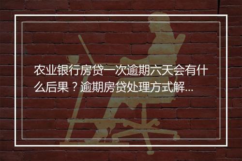 农业银行房贷一次逾期六天会有什么后果？逾期房贷处理方式解析