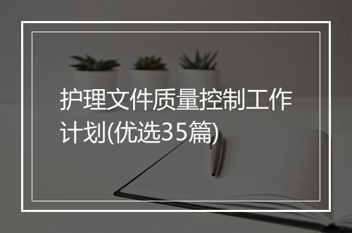 护理文件质量控制工作计划(优选35篇)
