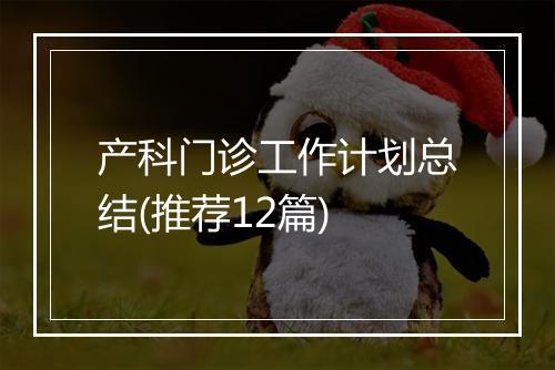产科门诊工作计划总结(推荐12篇)