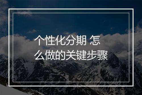 个性化分期 怎么做的关键步骤